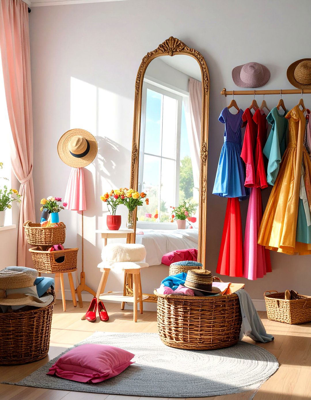 Dress Up Corner with a Mirror - 30 toddler bedroom ideas