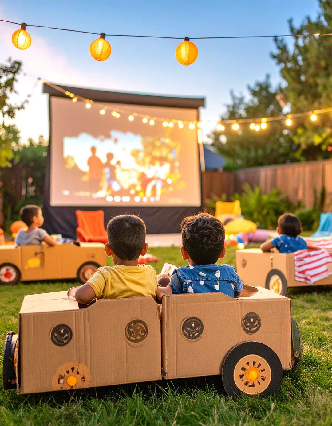 Drive In Movie Party with Cardboard Cars - 30 outdoor birthday party ideas
