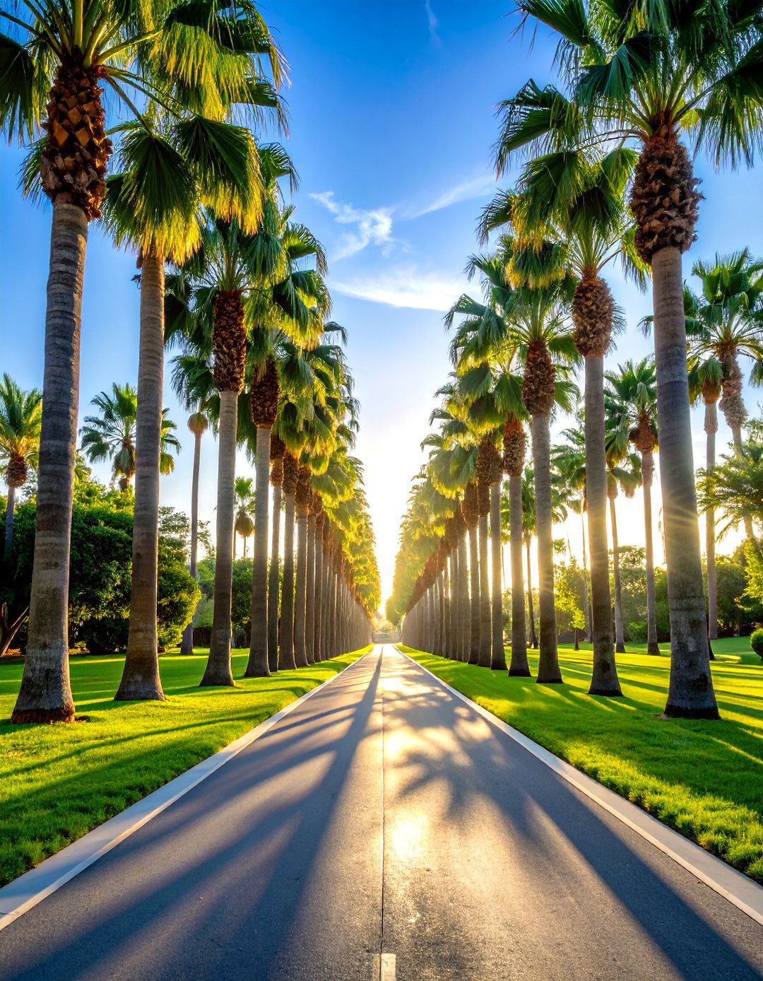 Driveway Allee of Tall Palm Trees - 30 front yard palm tree landscape design ideas