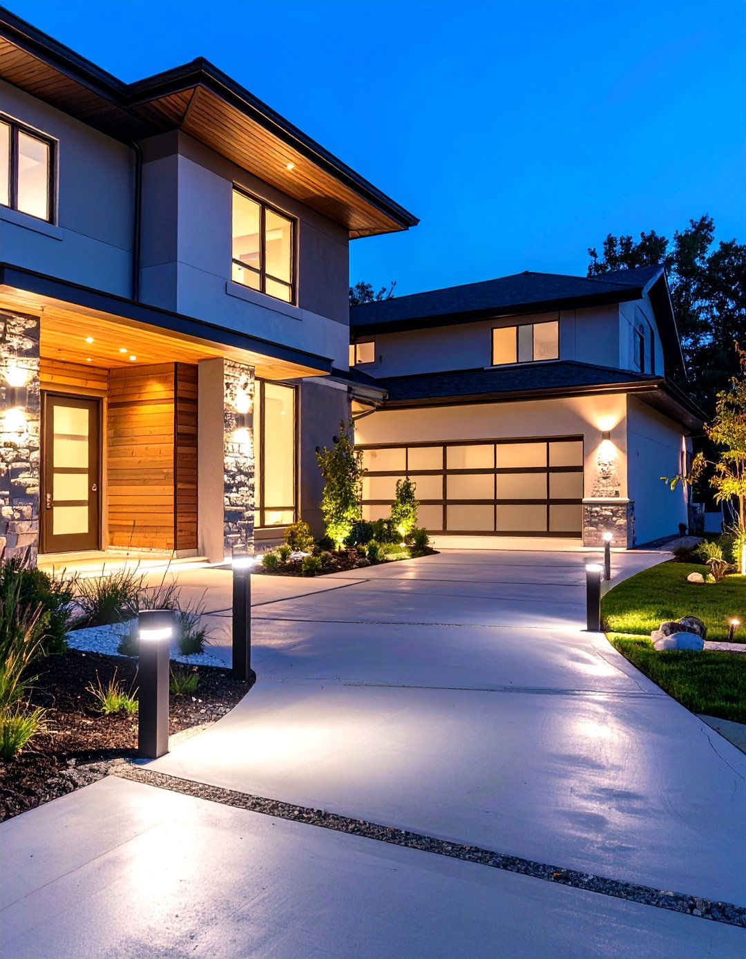 Driveway And Security With Floodlights - 30 outdoor light ideas