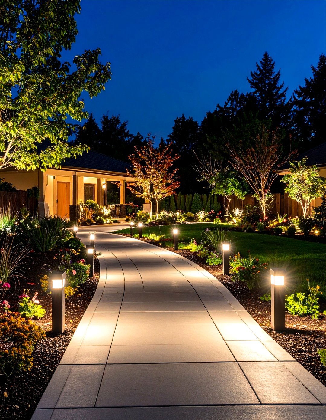 Driveway and Border Definition - 30 backyard lighting ideas