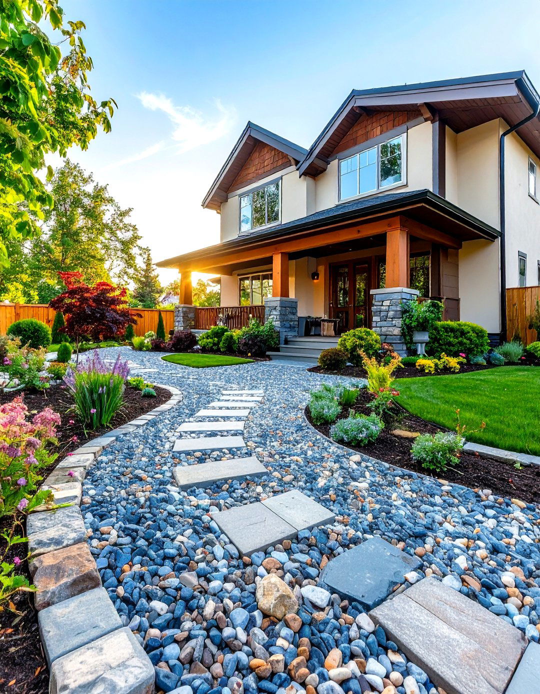 Driveway with Permeable Gravel Pavers - 30 gravel landscaping ideas