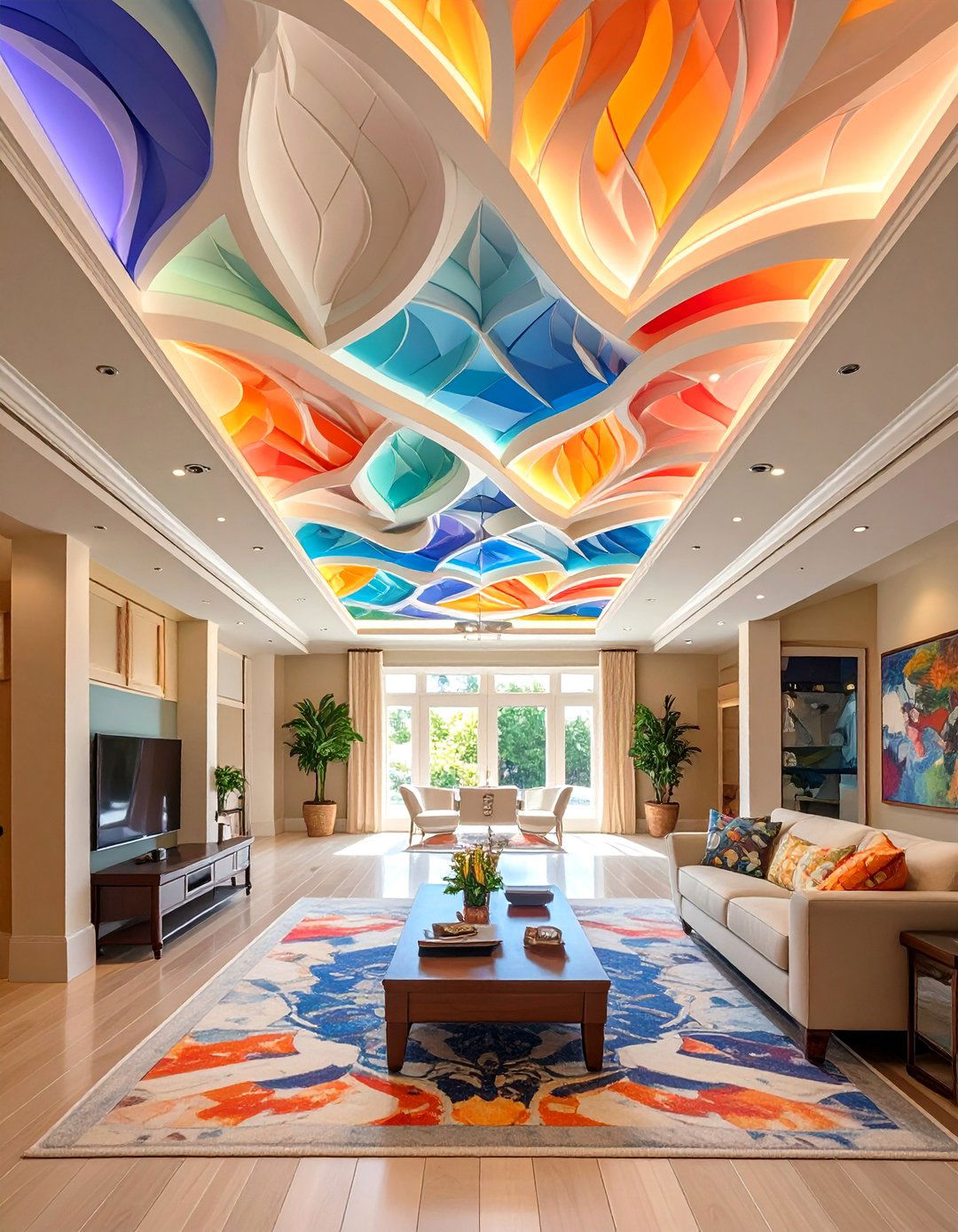 Drop Ceiling with Designer Tiles - 30 ceiling ideas for basement