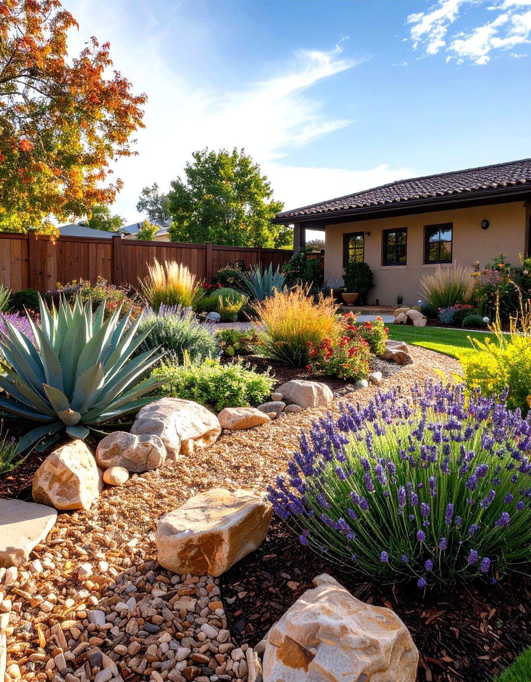 Drought Tolerant Xeriscape Mulch Beds - 30 front yard mulch ideas