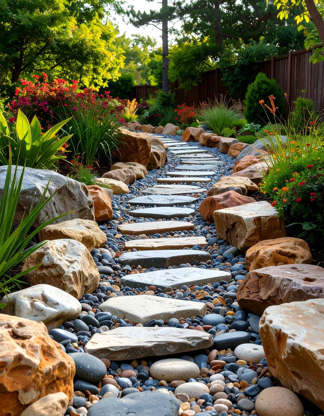 Dry Creek Bed Garden Path - 30 unique garden path ideas