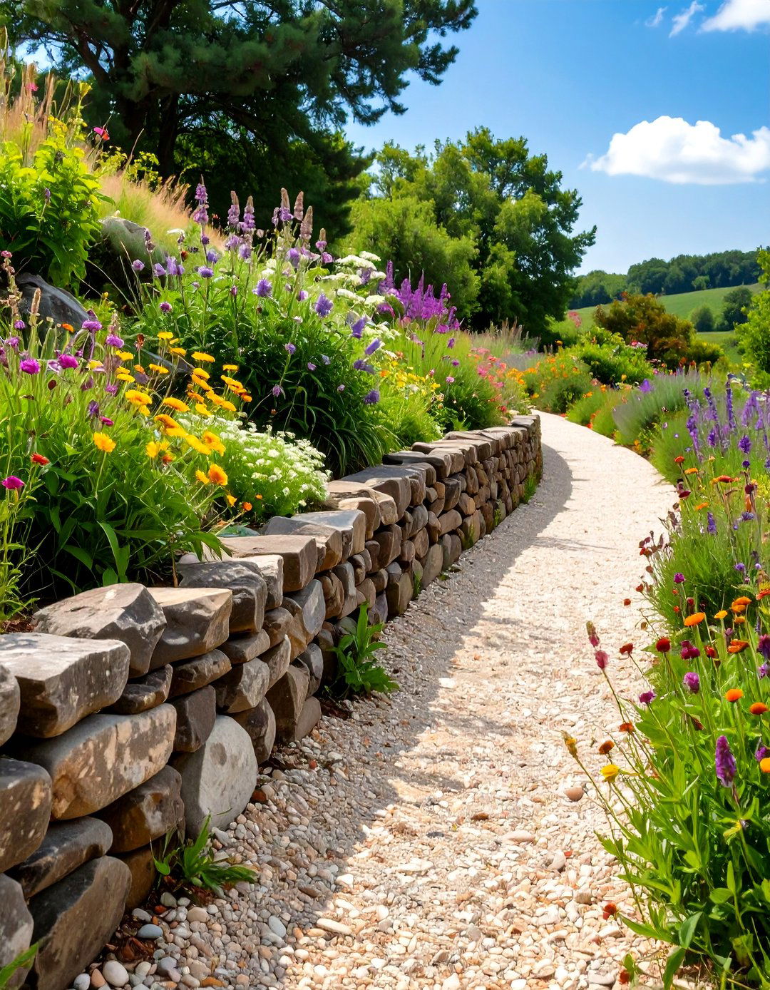 Dry Stack Stone Edged Path - 30 backyard walkway ideas