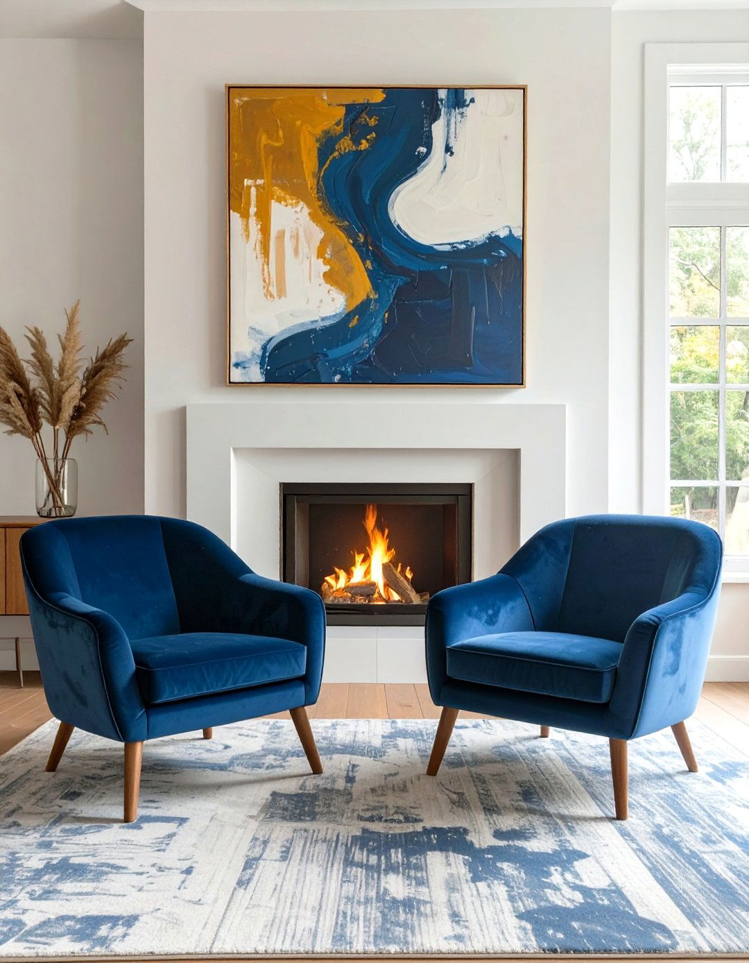 Dual Armchairs Flanking a Fireplace - 30 symmetrical balance in interior design ideas