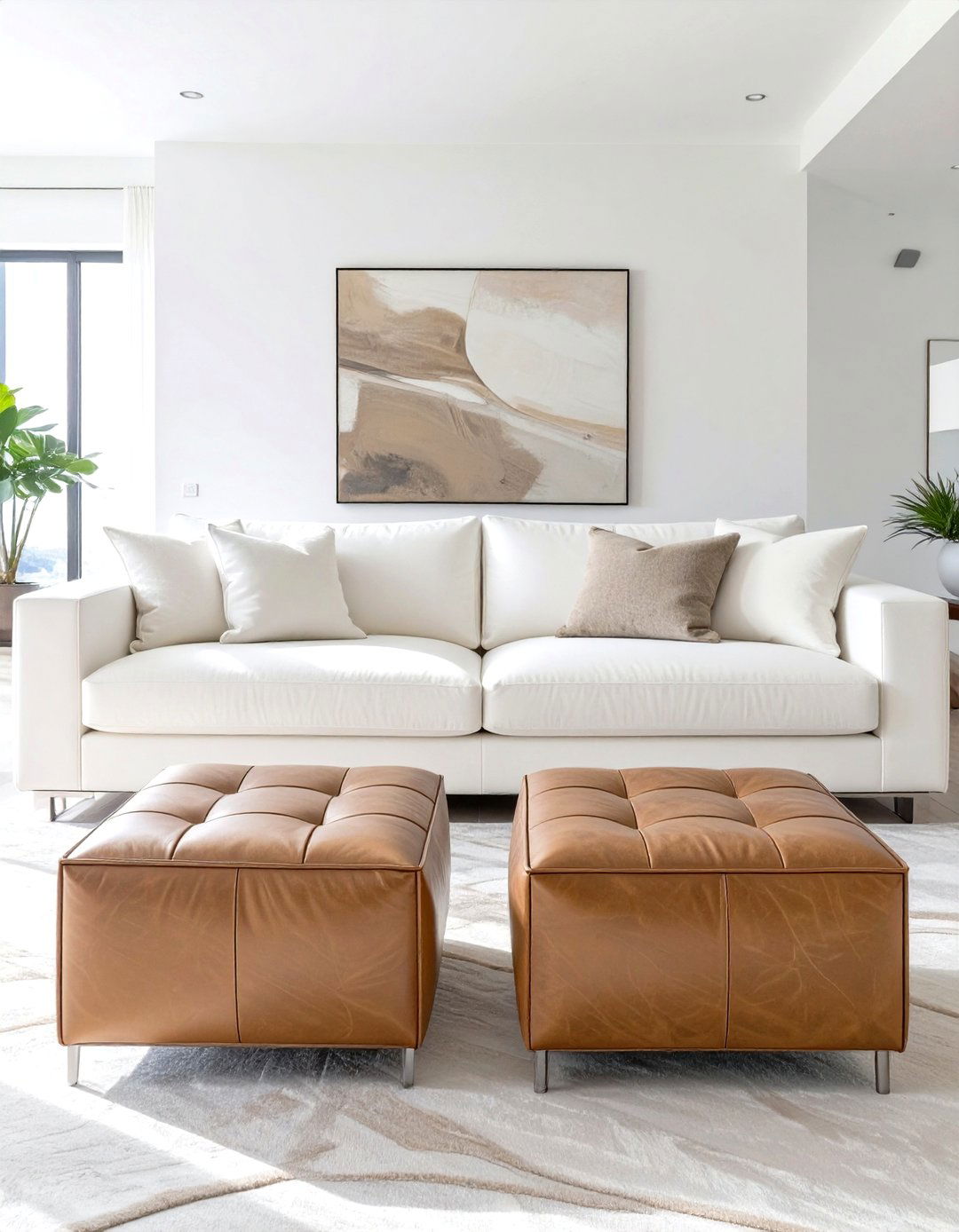 Dual Ottomans for Functional Balance - 30 symmetrical balance in interior design ideas