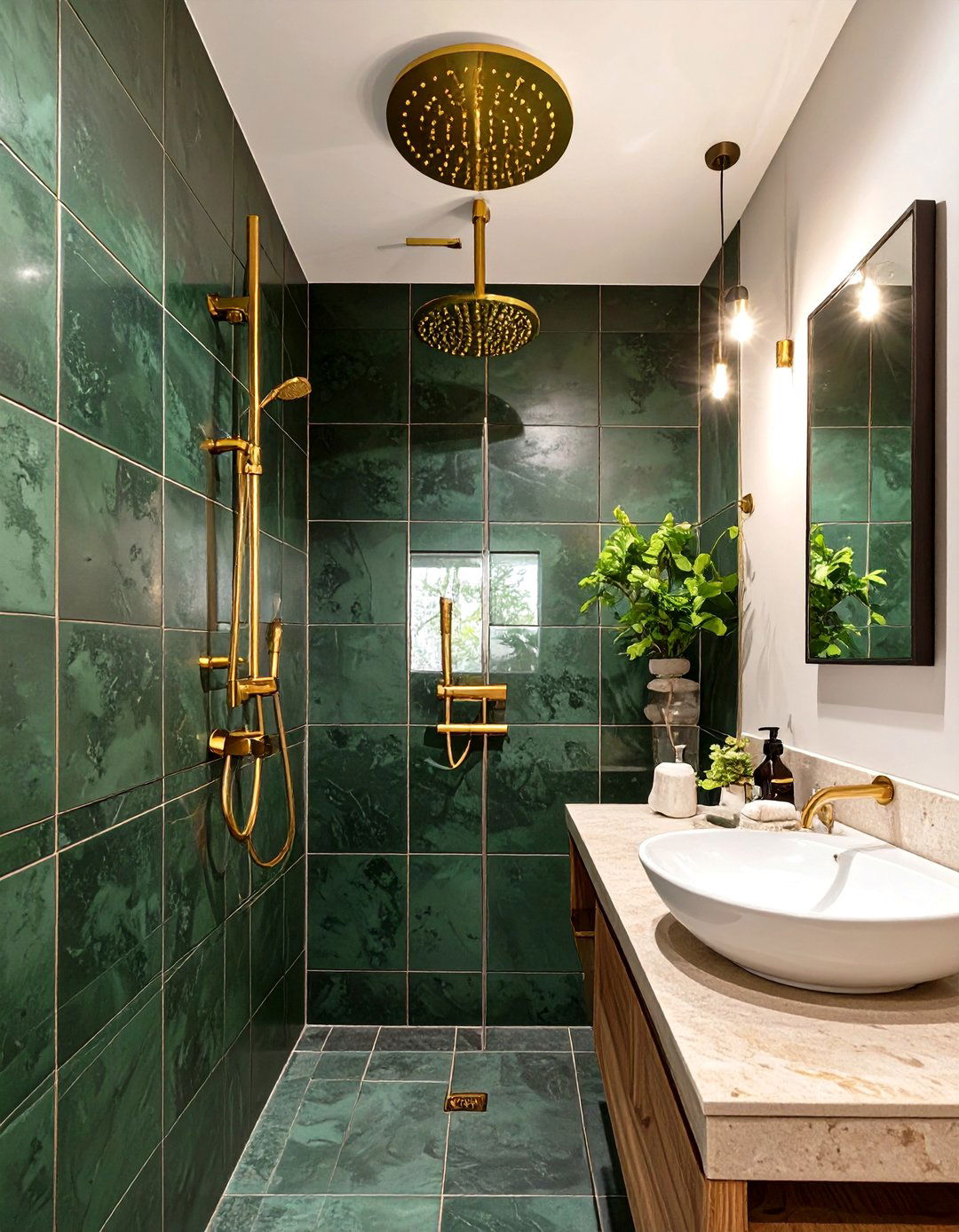 Dual Showerhead Small Doorless Shower - 30 small doorless walk in shower ideas