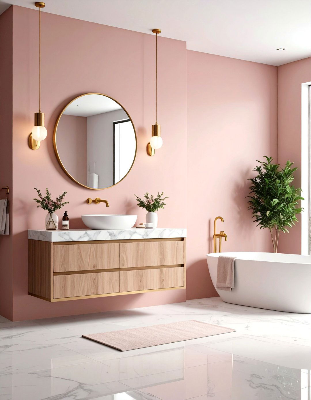 Dusty Rose Bathroom Accent Wall - 30 accent wall color ideas