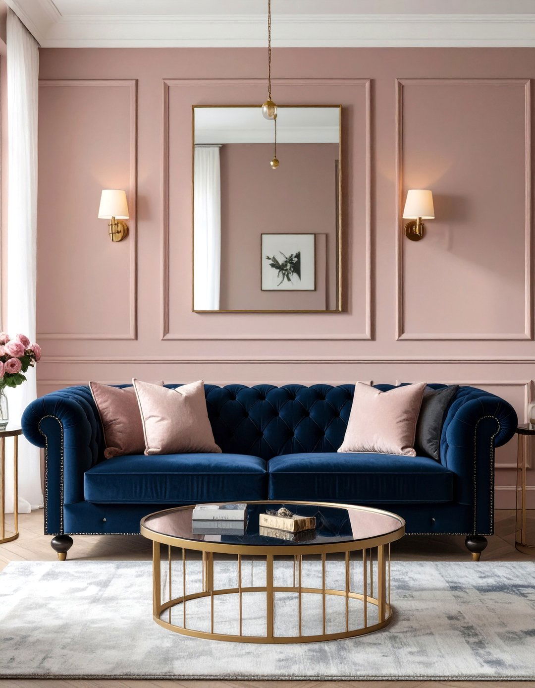 Dusty Rose Elegance Living Room - 30 color trends 2025 living room interior design trends 2025