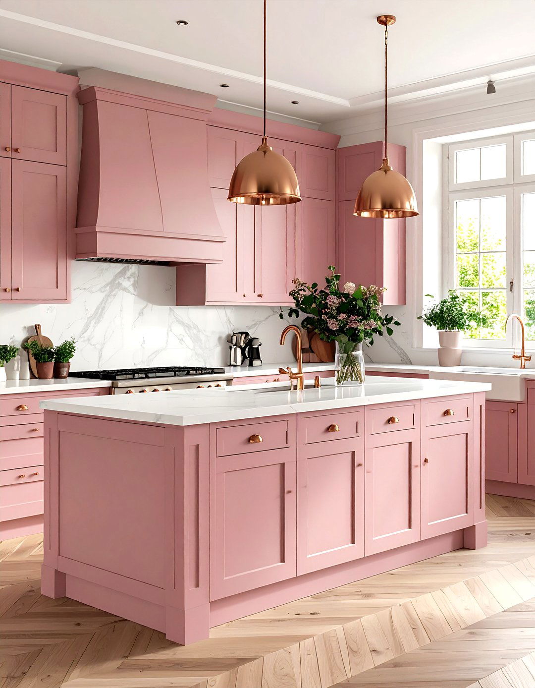 Dusty Rose Kitchen Cabinets - 30 kitchen cabinet paint ideas