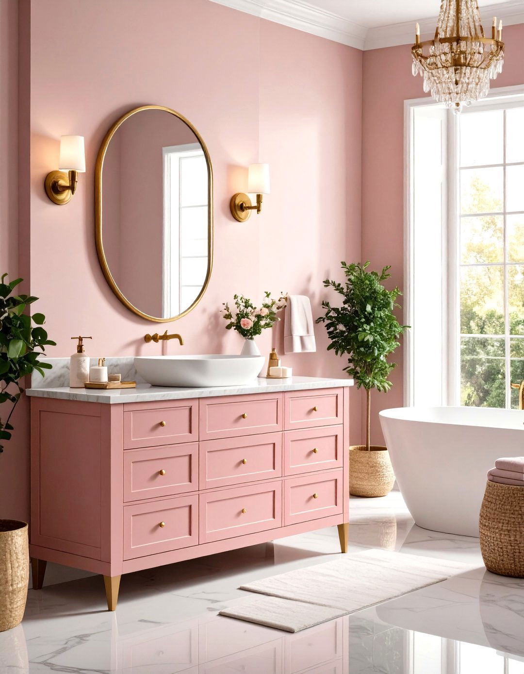 Dusty Rose Vanity Cabinet - 30 pink bathroom ideas