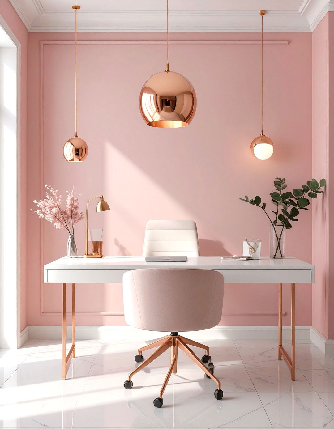 Dusty Rose and Copper Chic Office - 30 office color ideas