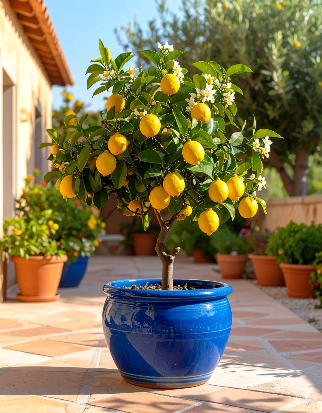 Dwarf Citrus Tree in a Pot - 30 small backyard garden ideas
