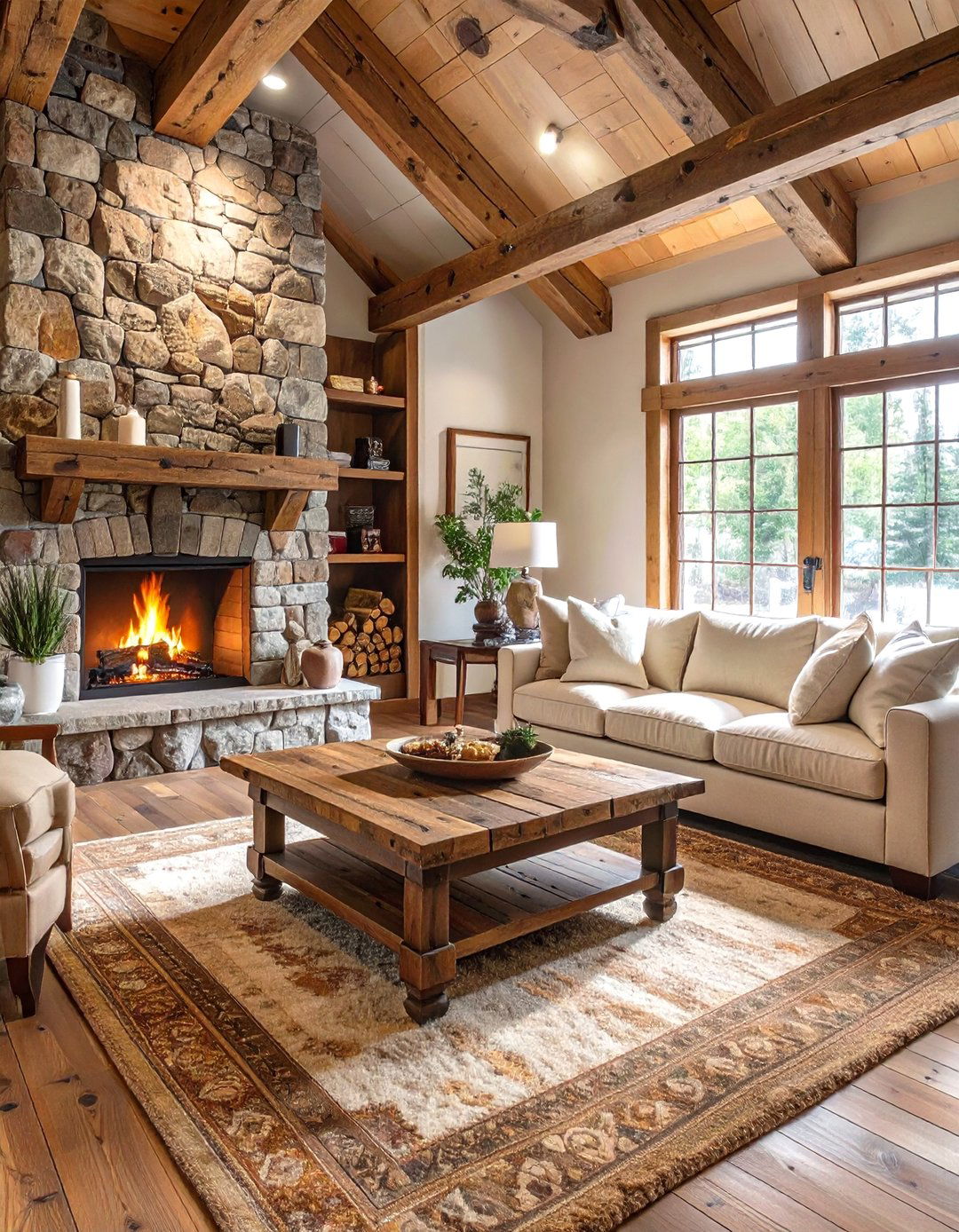 Earth Toned Carpet for a Rustic Retreat Basement - 30 basement carpet ideas