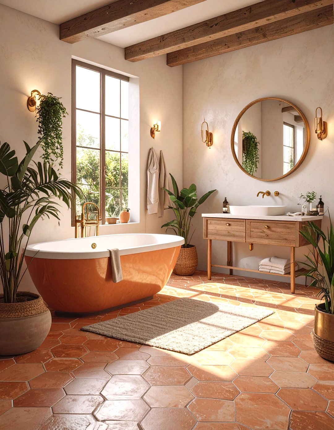 Earth Toned Terracotta Bathroom - 30 modern bathroom tile ideas
