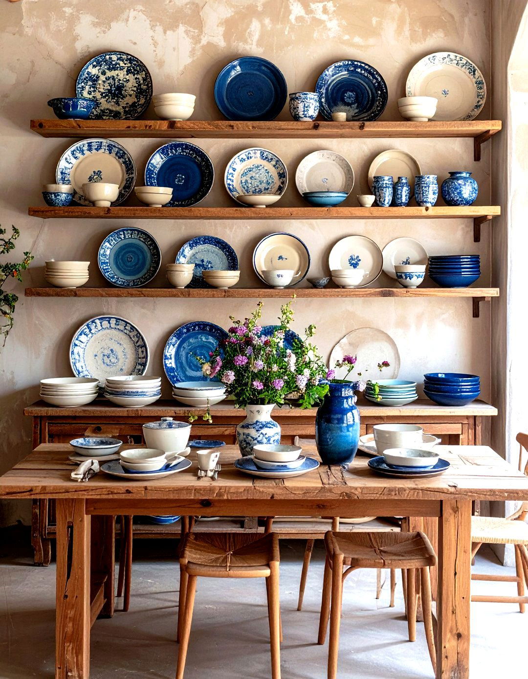 Earthenware and Pottery Displays - 30 rustic dining room ideas