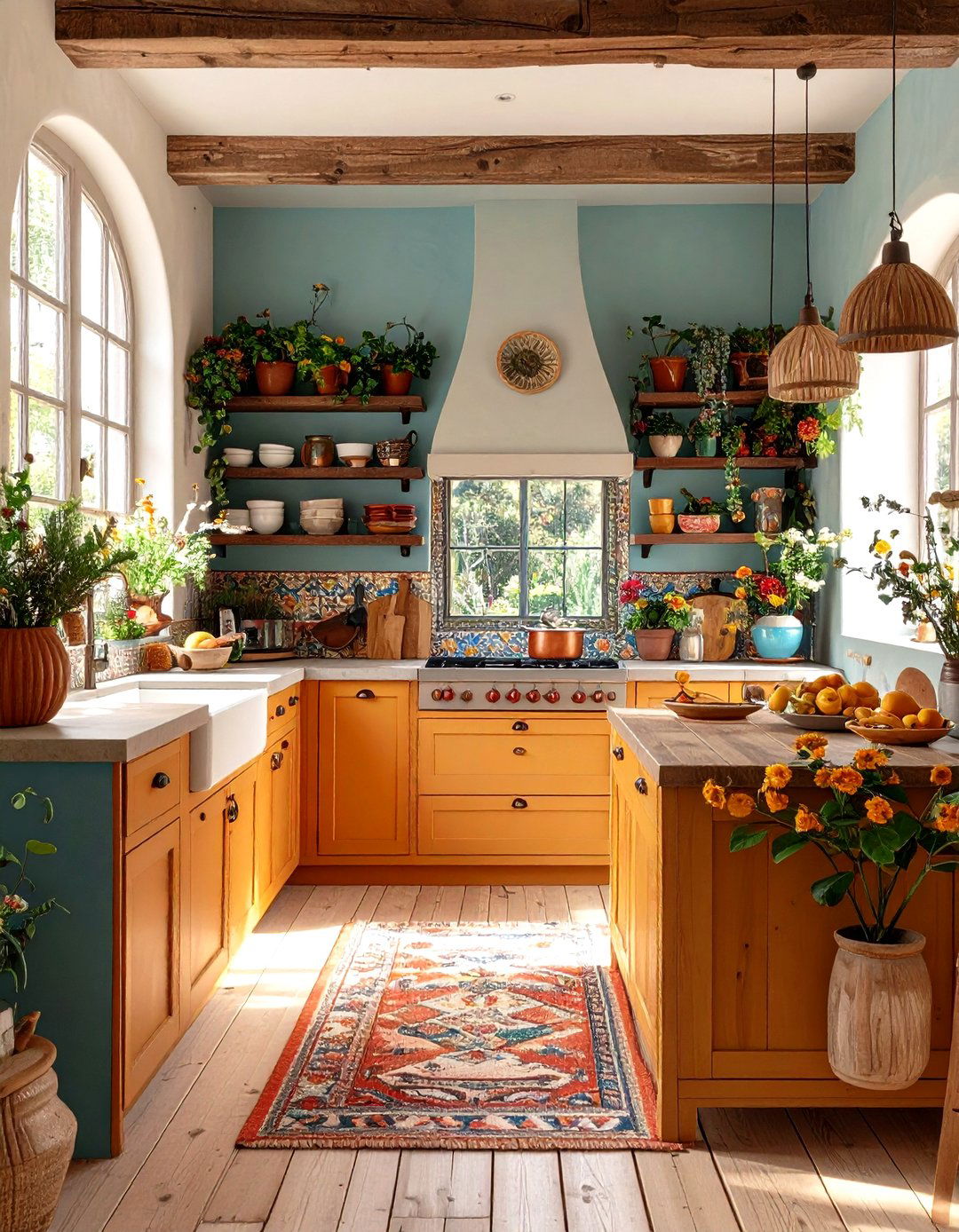 Earthy Ochre and Mustard Kitchens - 30 kitchen color trends 2025