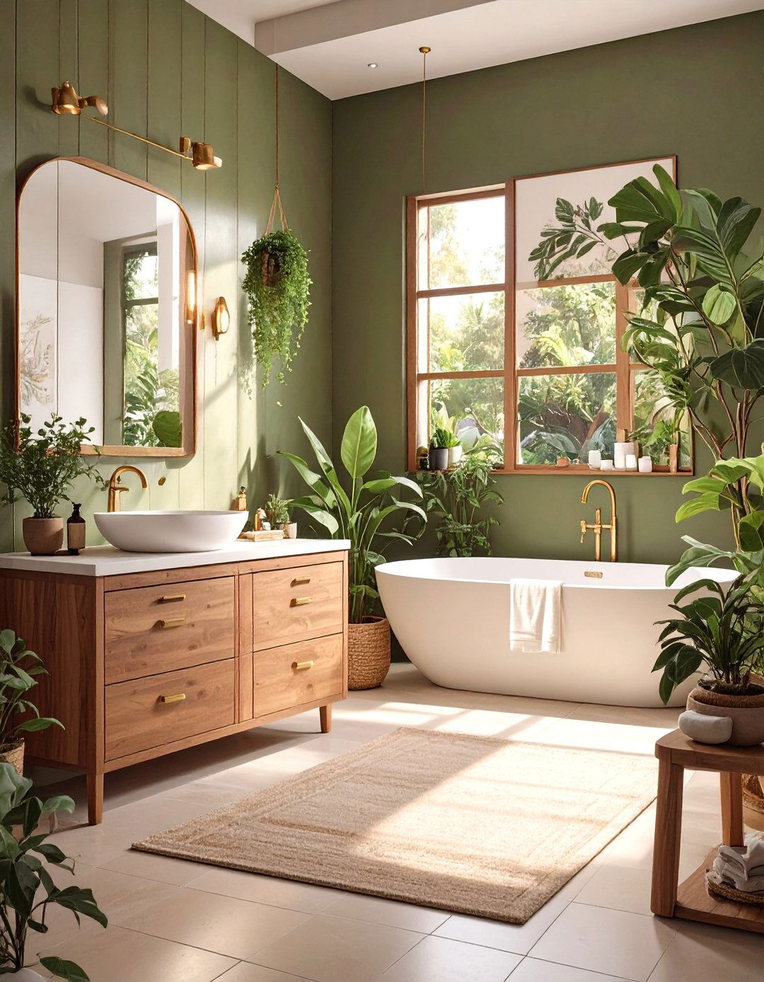 Earthy Olive Green Bathroom - 30 bathroom wall paint ideas