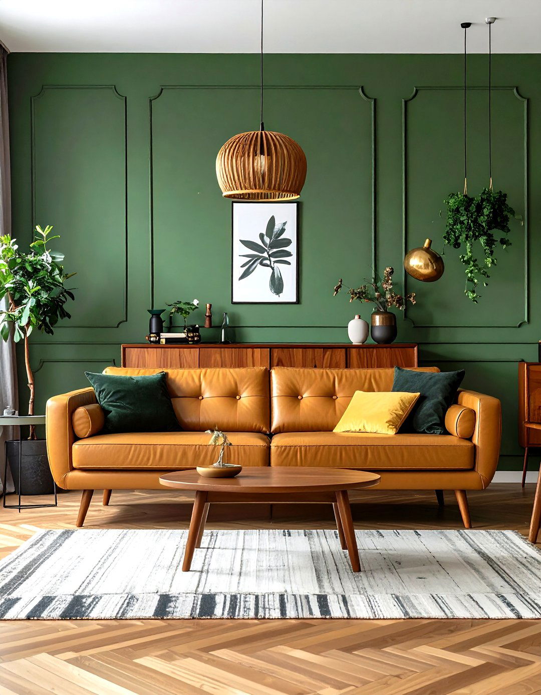 Earthy Olive Green Living Room - 30 living room painting ideas