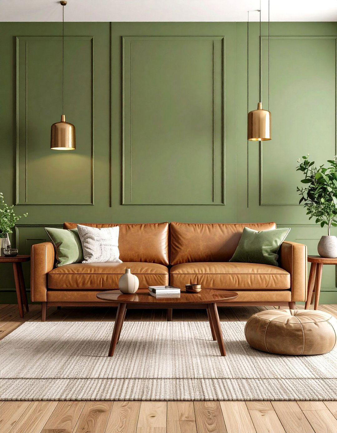 Earthy Olive Green Living Room - 30 living room paint color ideas