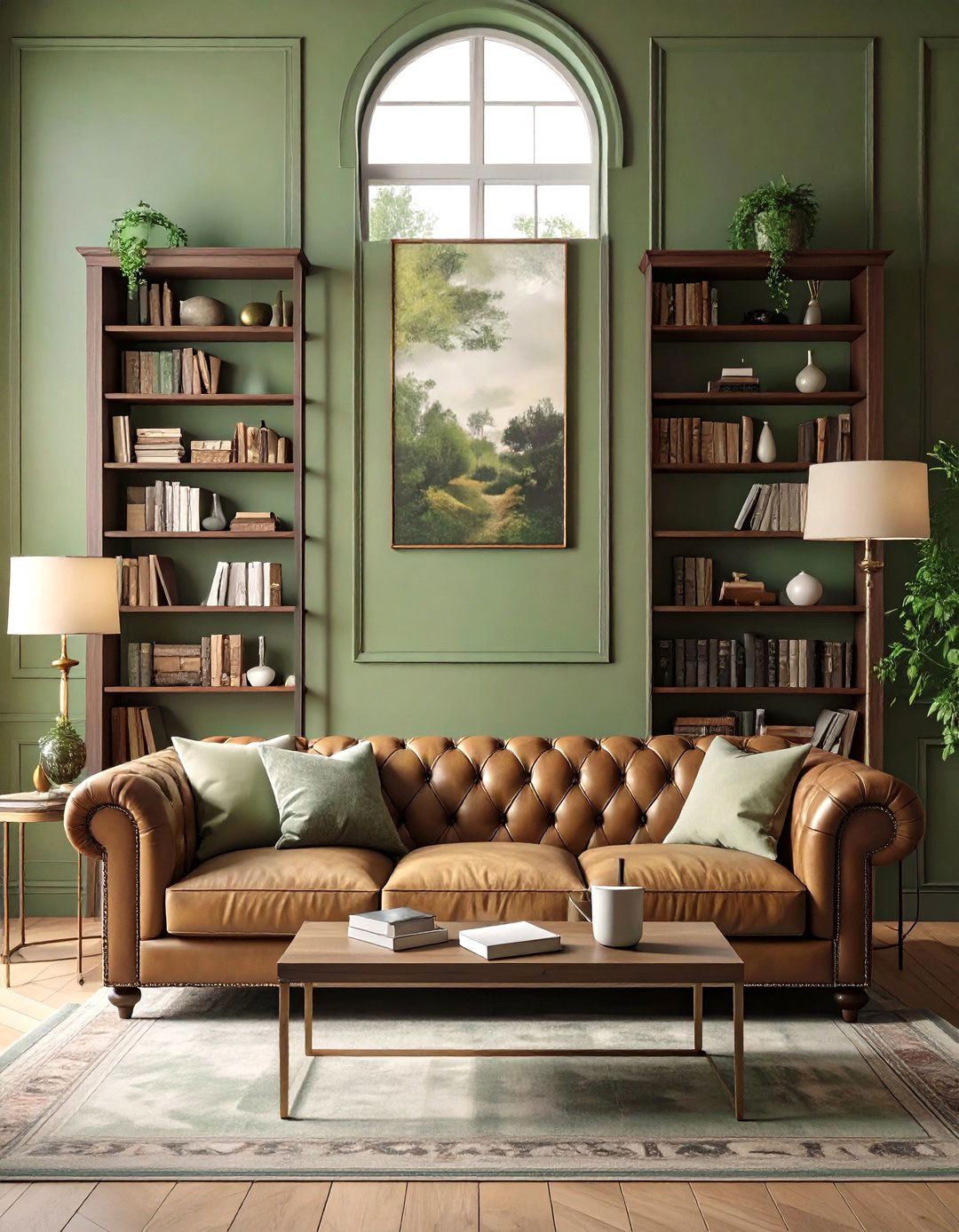 Earthy Olive Green Living Room - 30 color ideas for living room