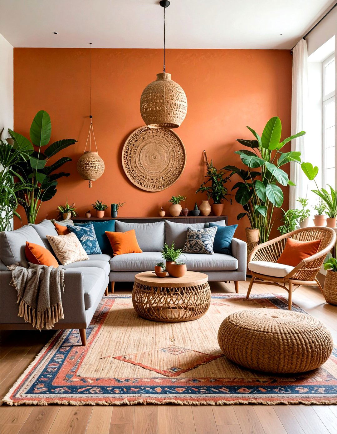 Earthy Terracotta Accent Wall In A Living Room - 30 living room paint ideas with accent wall