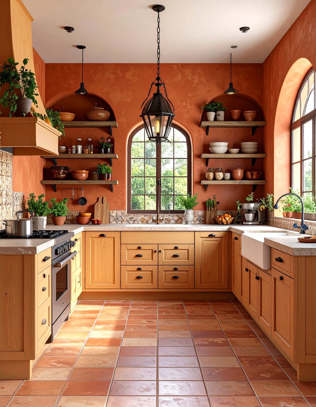 Earthy Terracotta Kitchen - 30 kitchen paint ideas