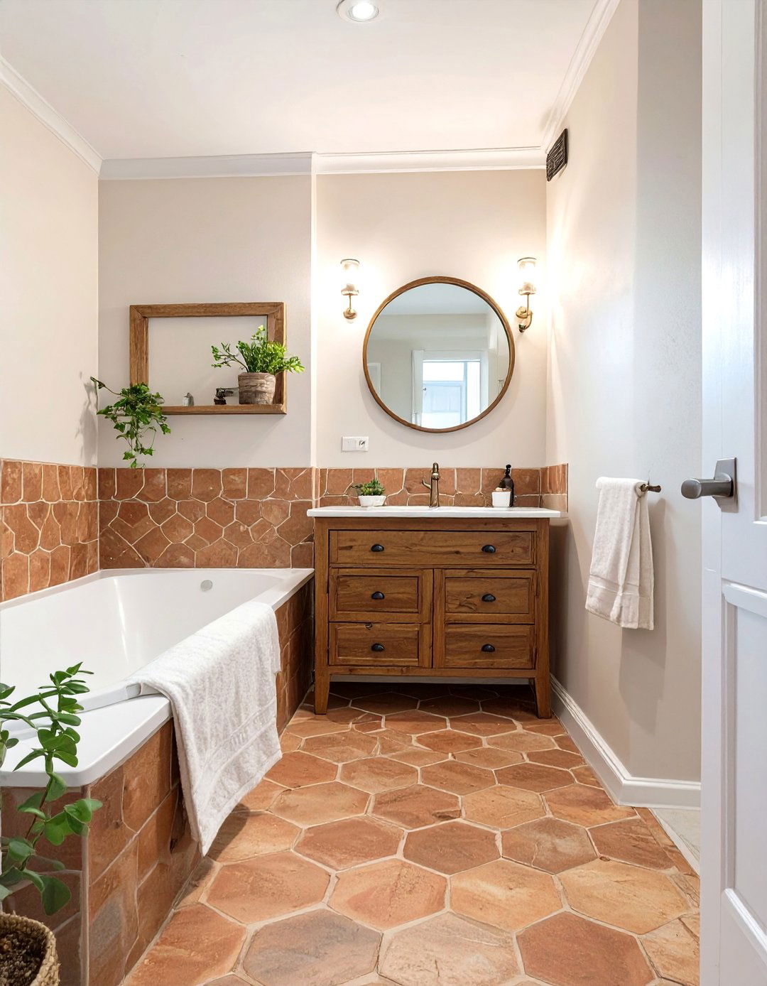 Earthy Terracotta Tile Bathroom - 30 bathroom tile ideas for small bathrooms