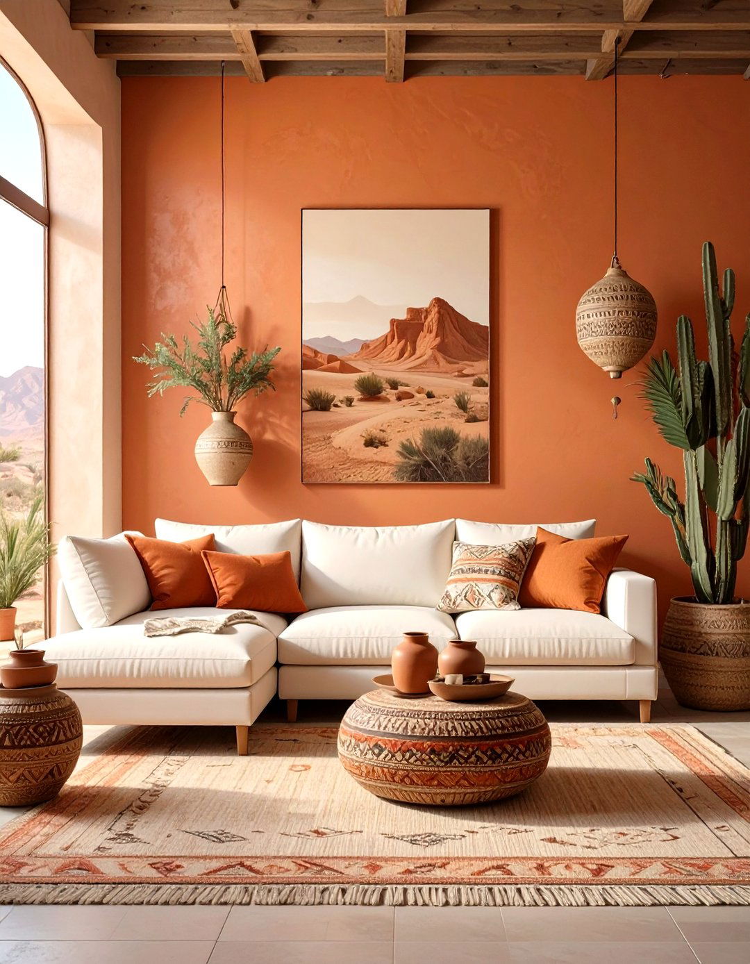 Earthy Terracotta Tones in a Modern Boho Space - 30 modern boho living room ideas