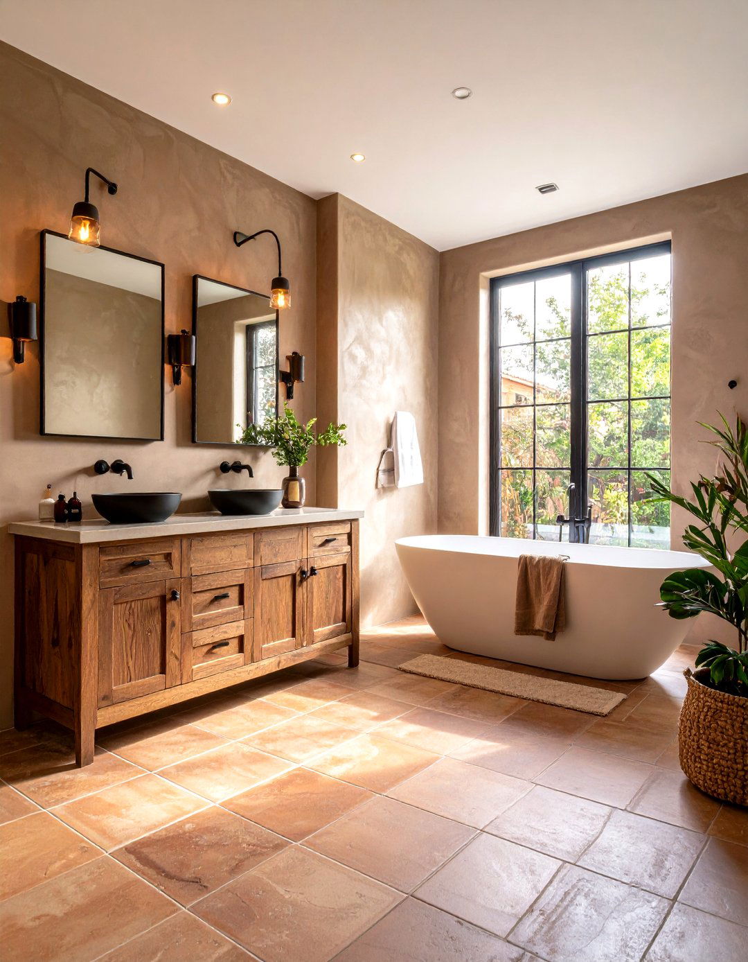 Earthy Tones and Natural Textures Bathroom - 30 3d bathroom design ideas