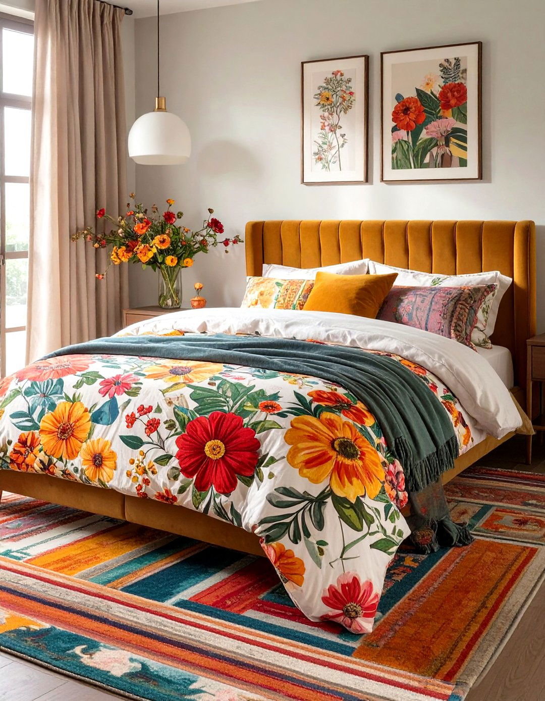 Eclectic Bedroom with Mixed Patterns and Textures - 30 women bedroom ideas