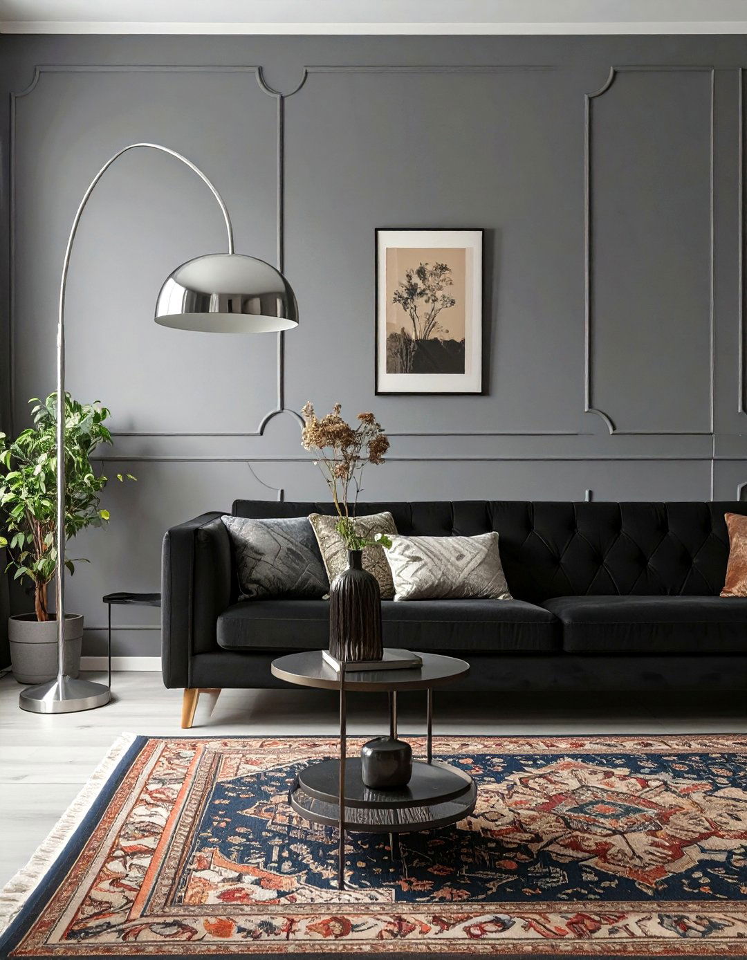 Eclectic Black and Grey Living Room - 30 black and grey living room ideas