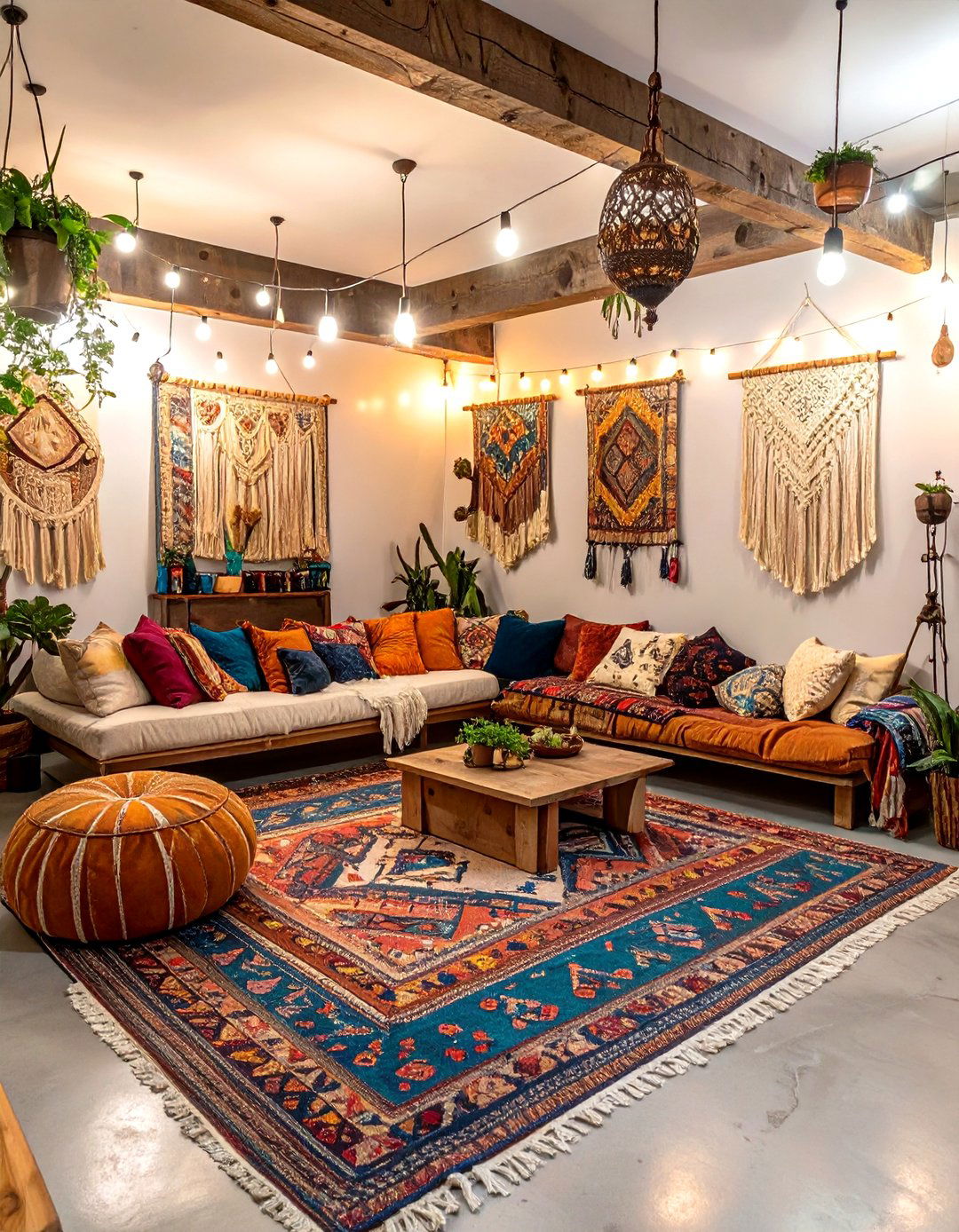 Eclectic Bohemian Hangout - 30 basement living room ideas