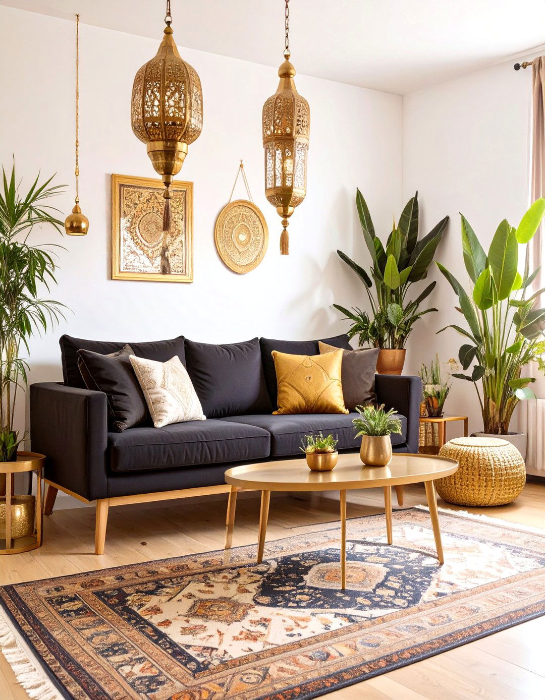 Eclectic Bohemian Living Room - 30 black and gold living room ideas