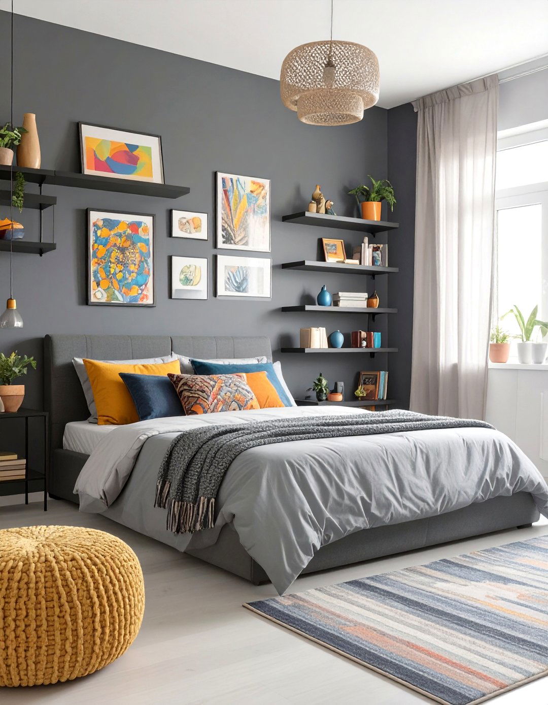 Eclectic Collectors Bedroom - 30 black and grey bedroom ideas