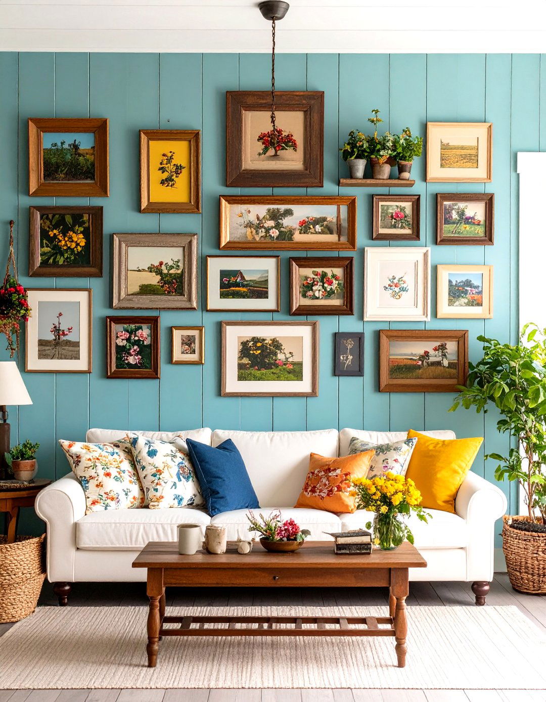Eclectic Farmhouse Gallery Wall - 30 farmhouse interior design ideas