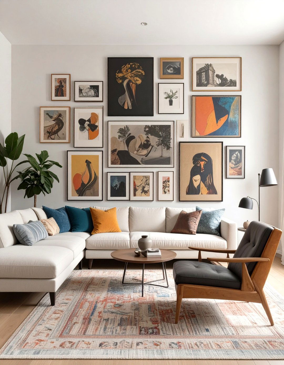 Eclectic Gallery Wall Living Room - 30 interior design photo ideas