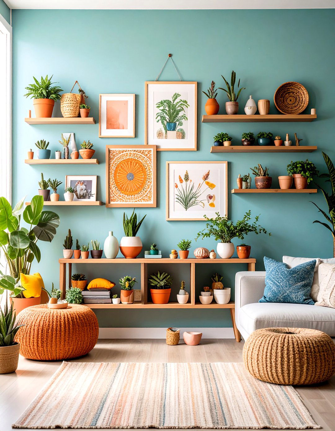 Eclectic Gallery Wall Living Room Shelving - 30 living room wall shelf decor ideas