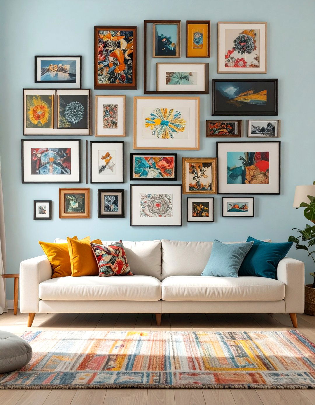 Eclectic Gallery Wall Living Room - 30 interior design blog ideas
