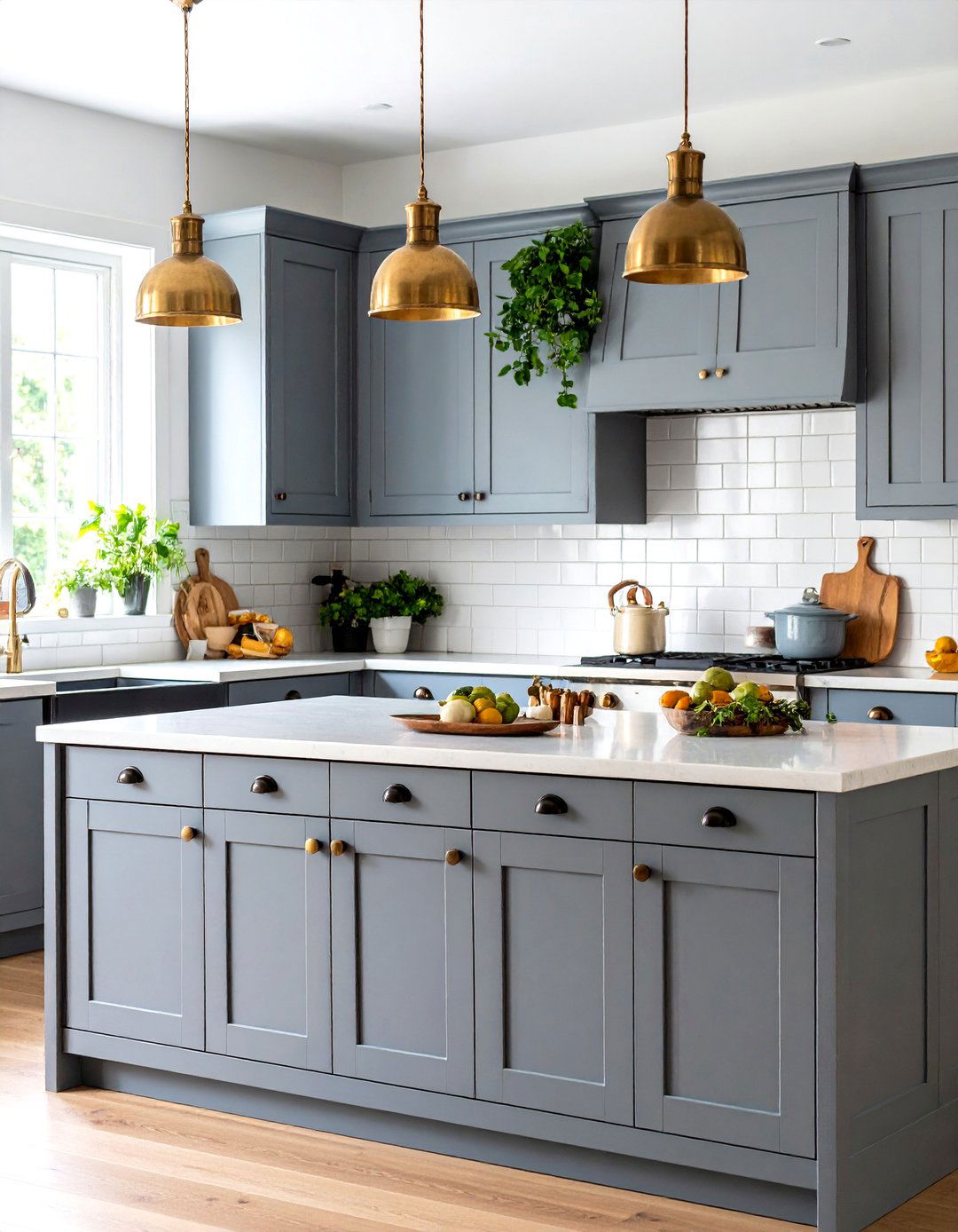 Eclectic Gray Kitchen with Mismatched Hardware - 30 gray kitchen cabinets ideas