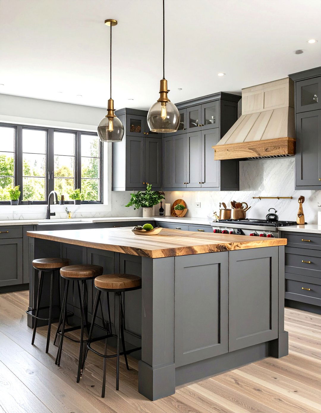 Eclectic Grey Kitchen with Mixed Materials - 30 grey kitchen cabinets ideas