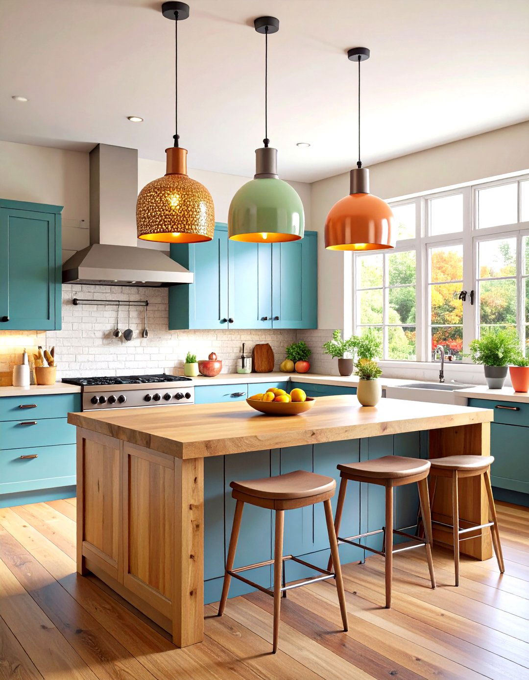 Eclectic Kitchen Style with Mismatched Pendants - 30 kitchen ceiling lights ideas
