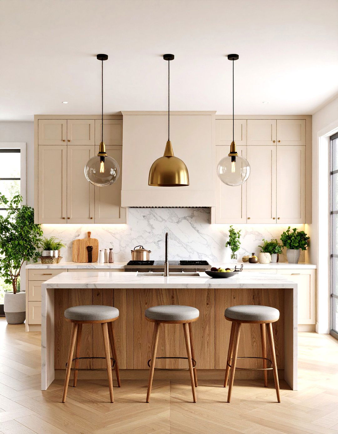 Eclectic Kitchen with Mismatched Pendants - 30 kitchen island pendant lighting ideas
