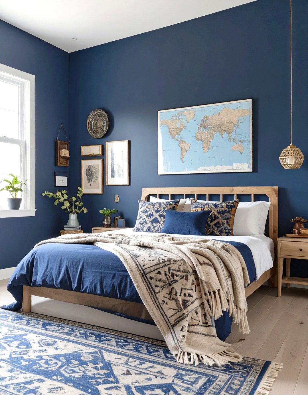 Eclectic Travelers Navy Bedroom - 30 modern navy blue bedroom ideas