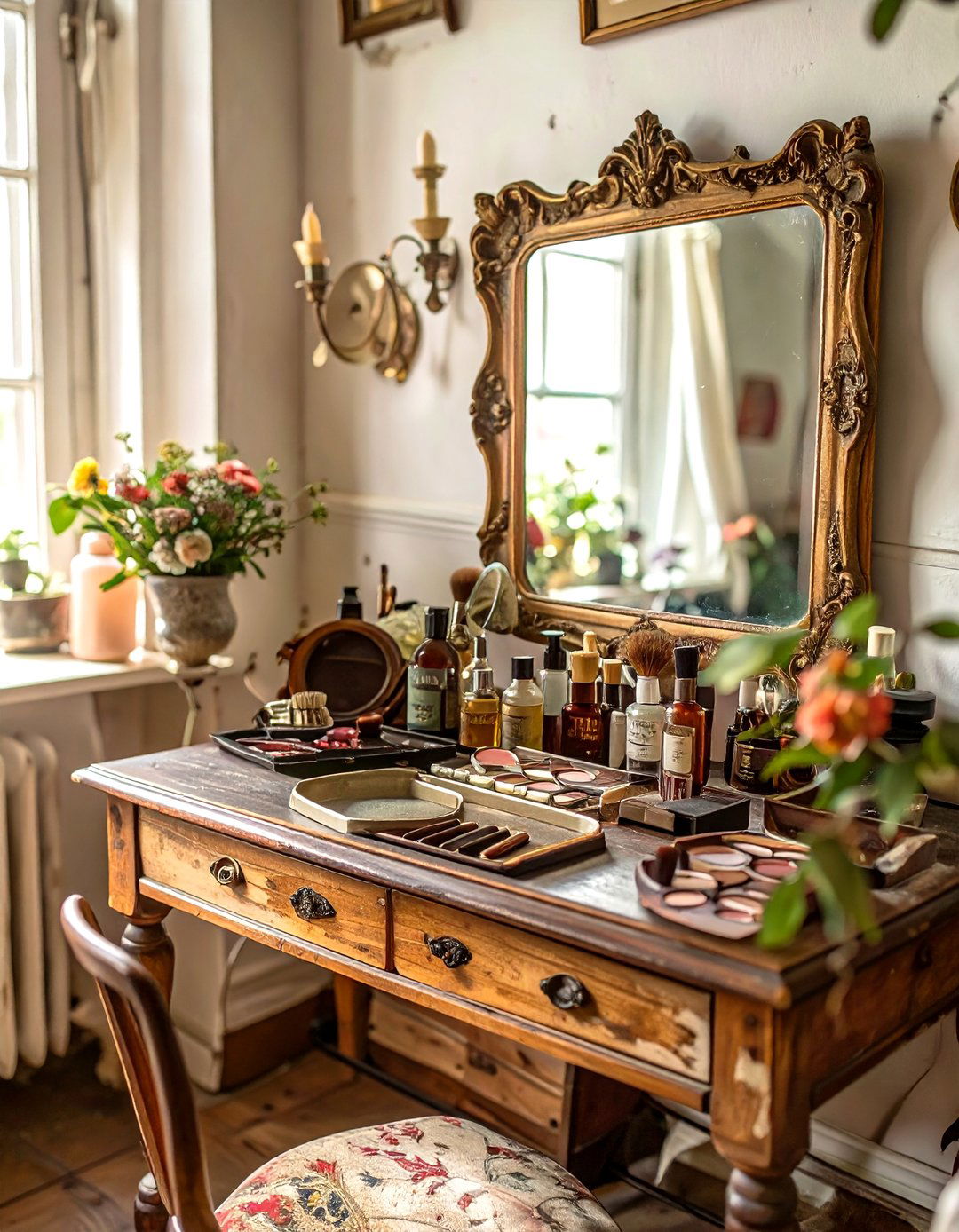 Eclectic Vintage Makeup Vanity - 30 makeup vanity ideas