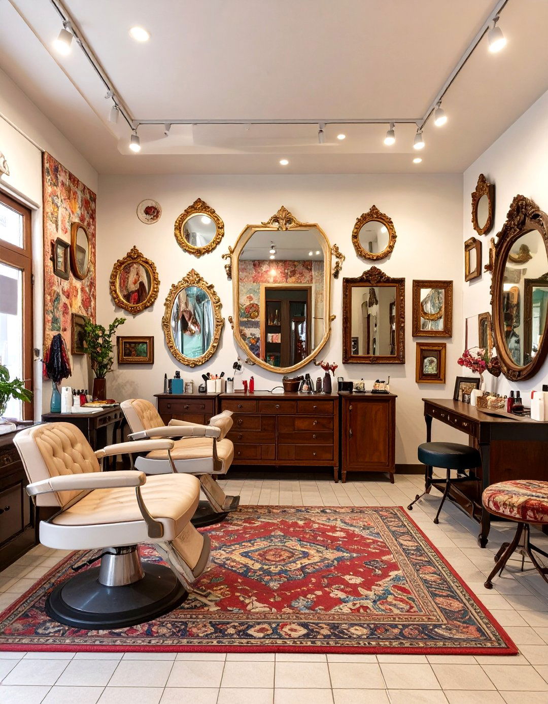Eclectic Vintage Salon - 30 low budget beauty salon interior design ideas
