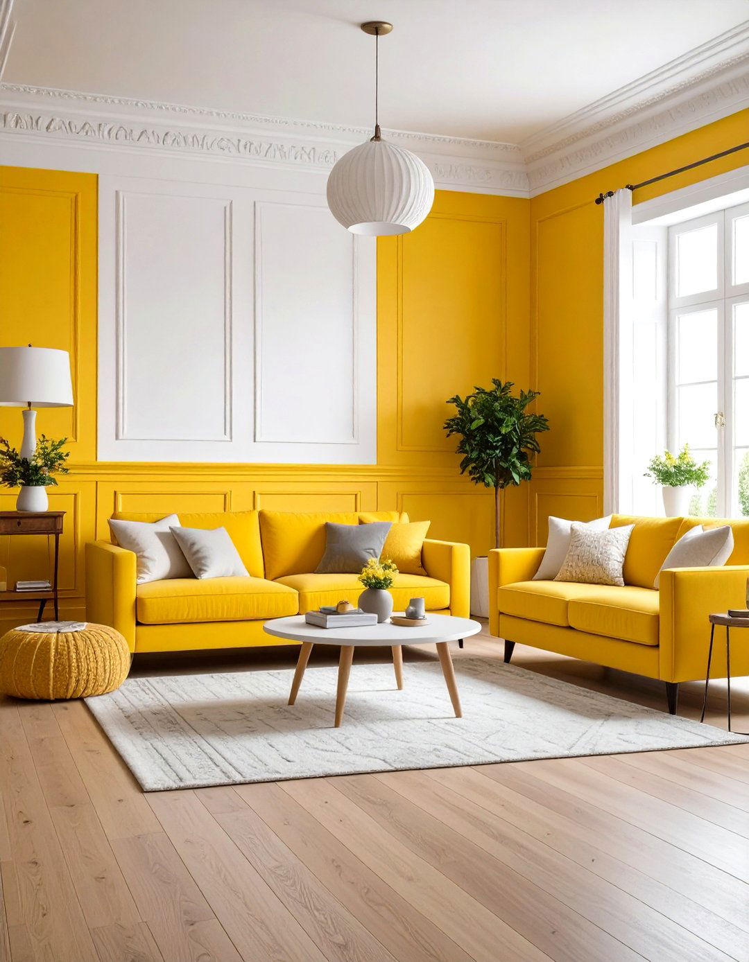Eclectic Wainscoting Painted a Bold Color - 30 living room wainscoting ideas