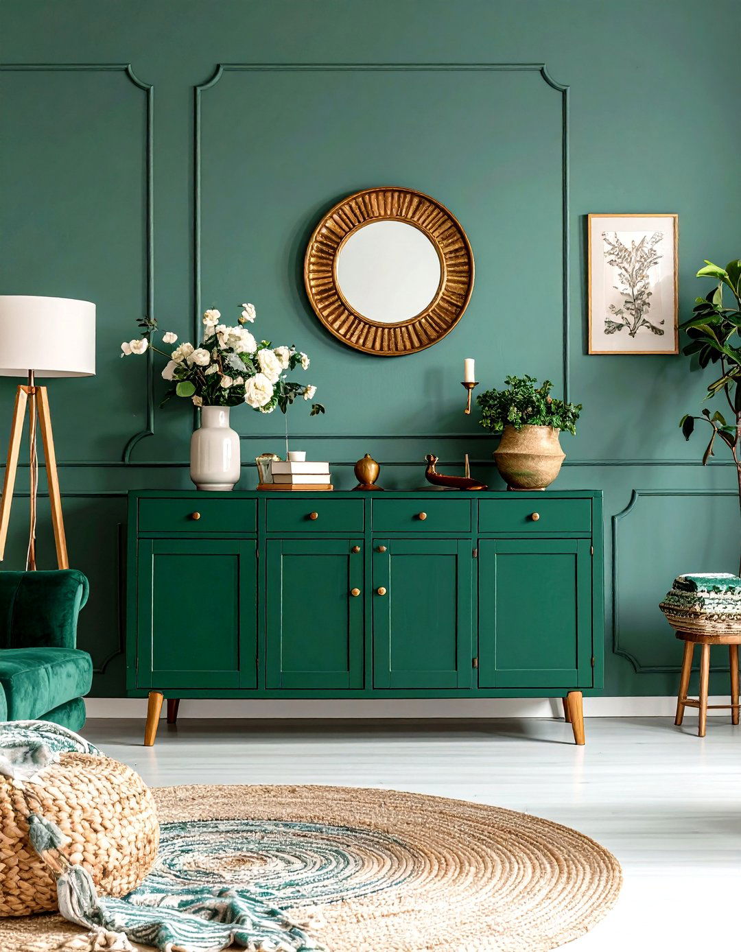 Eclectic and Colorful Painted Living Room Cabinet - 30 living room cabinet ideas